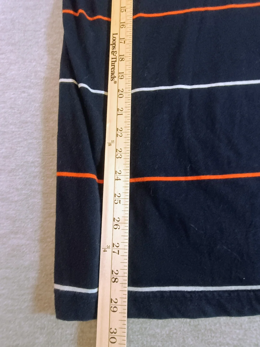 Quiksilver Navy Striped Pocket Tee with Orange & White Lines